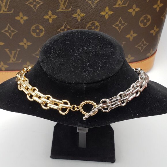 2 Tone Gold and Silver Plated Necklace Chain - Picture 5 of 6